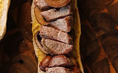 Steak Sandwich mit Bürgermeisterstück von Château Boeuf